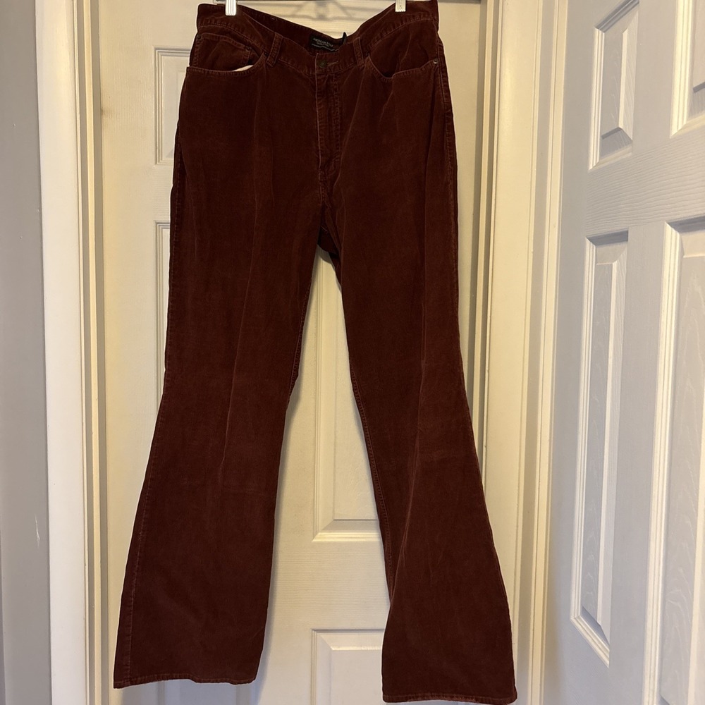 Vtg American Eagle Outfitters 36x36 Flare Corduroy Pants Brick Reddish Brown